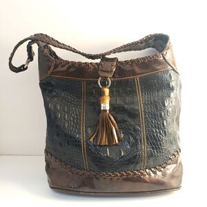 MC crocodile print two tone Hobo bag